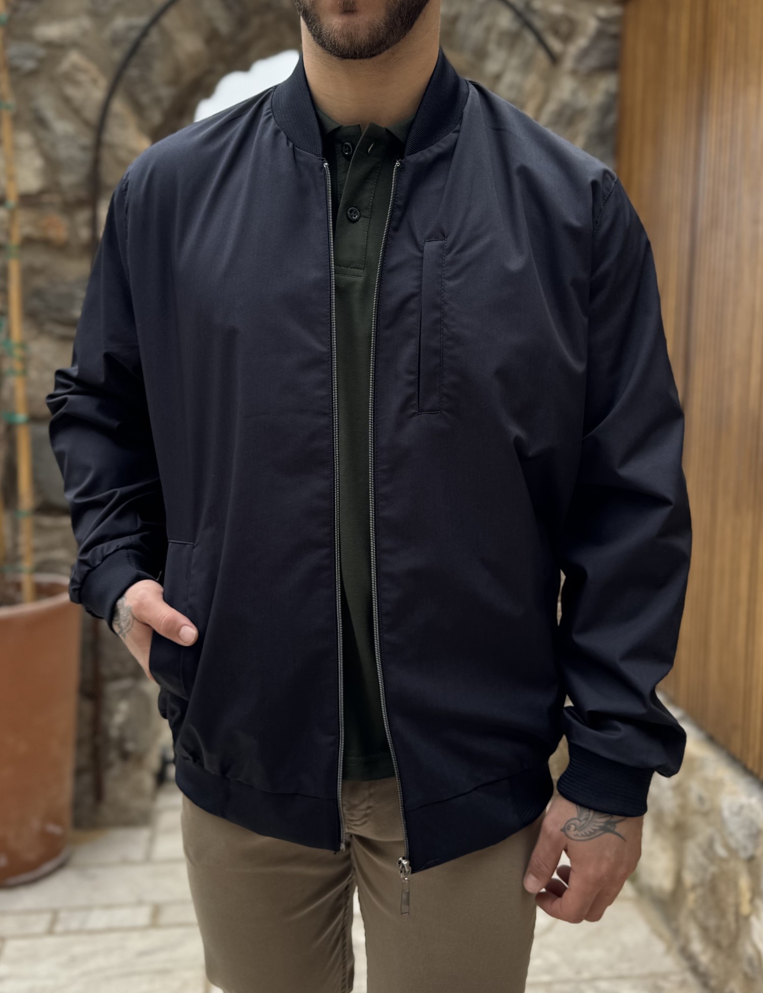 Ανδρικό μπλε ελαφρύ Bomber Plus Size EP502N